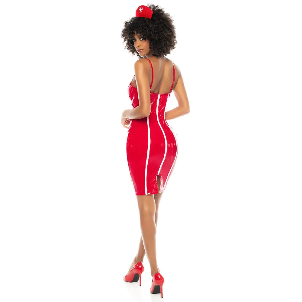 Mapale Sexy Nurse Vinyl Tube Dress Costume Set