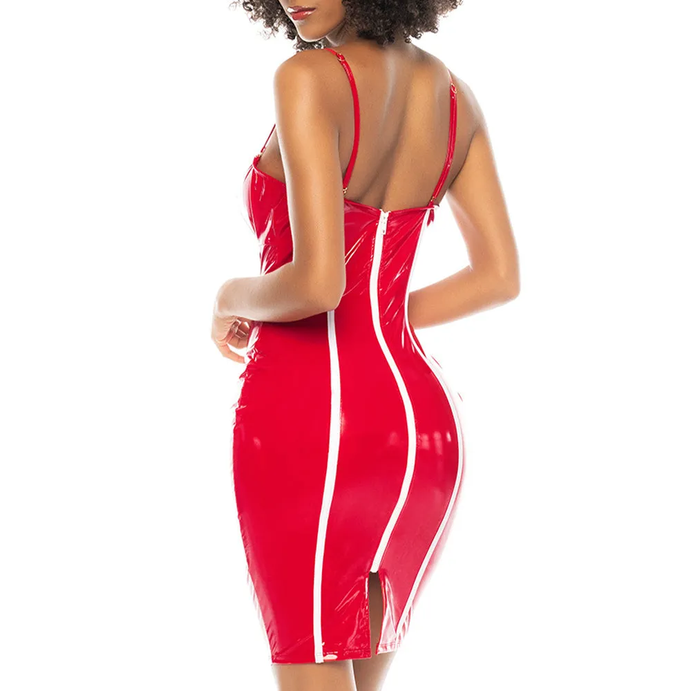 Mapale Sexy Nurse Vinyl Tube Dress Costume Set