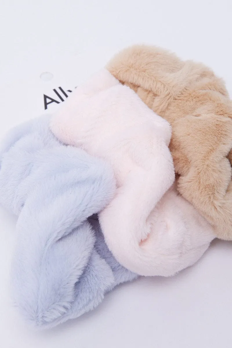 Multi 3 Pack Faux Fur Scrunchies