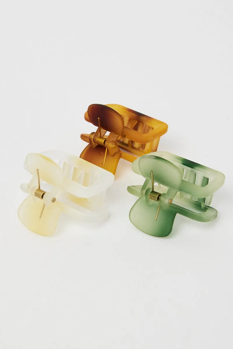 Multi 3 Pack Squared Claw Clips