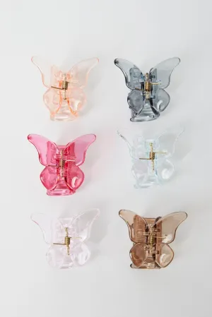 Multi 6 Pack Butterfly Claw Clips