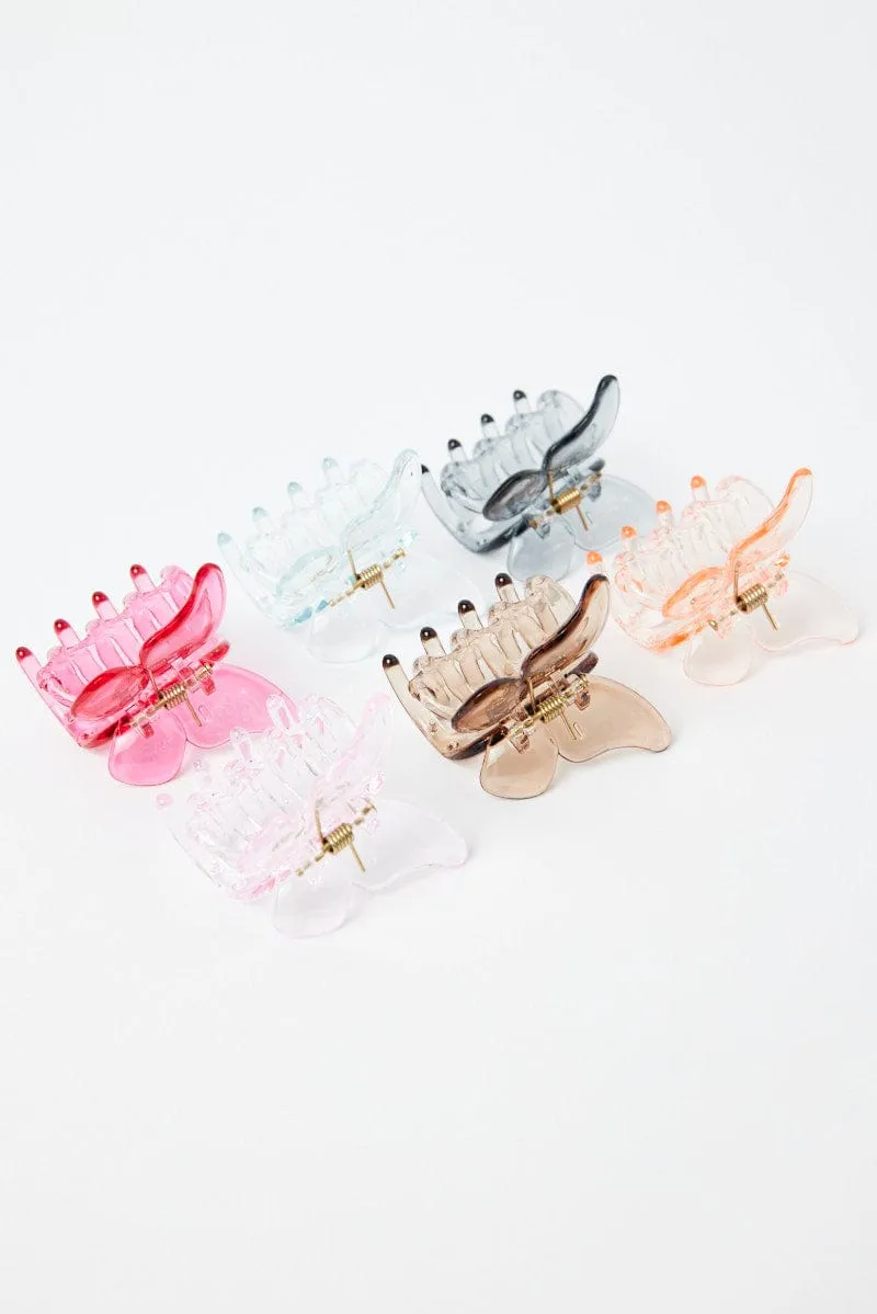 Multi 6 Pack Butterfly Claw Clips