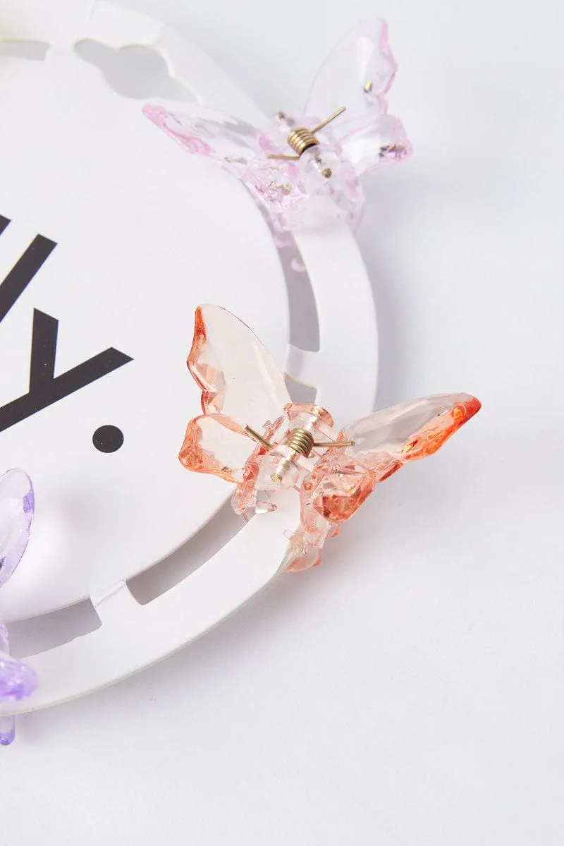 Multi 6 Pack Butterfly Claw Clips