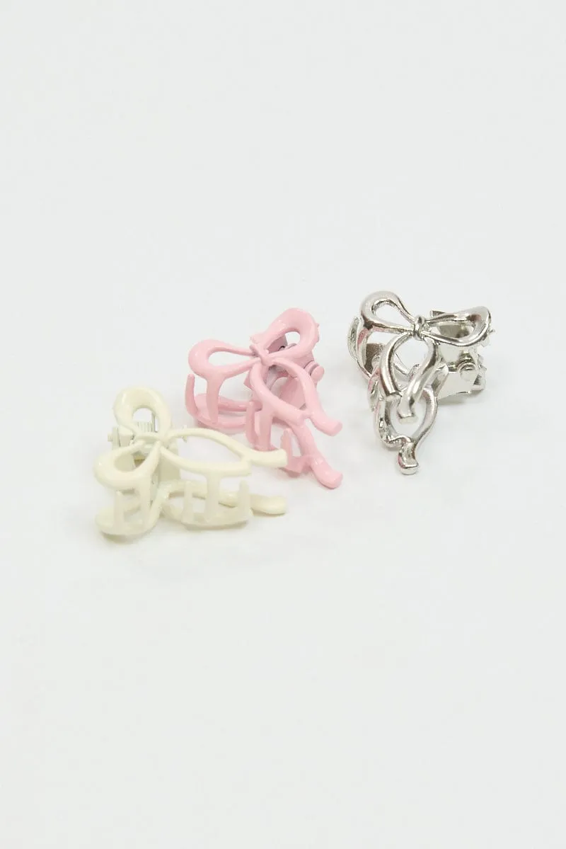 Multi 6 Pack Mini Bow Claw Clips