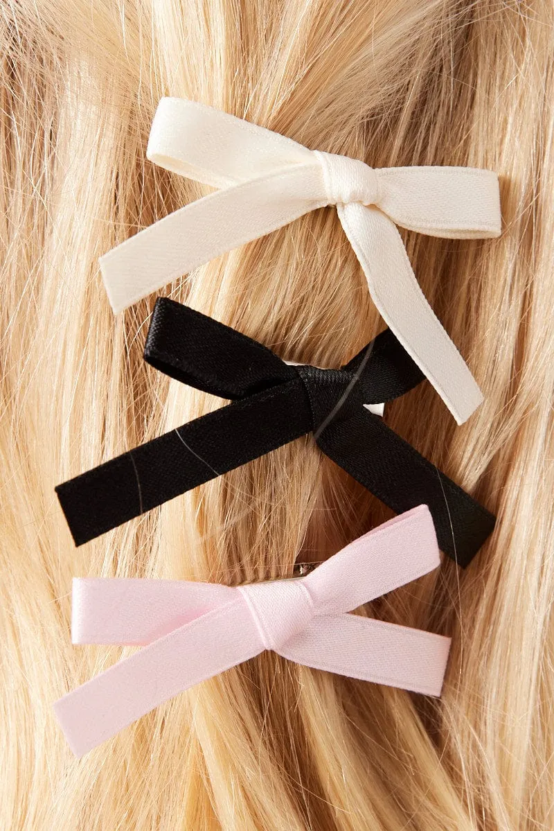 Multi 6 Pack Mini Satin Bow Hair Clips