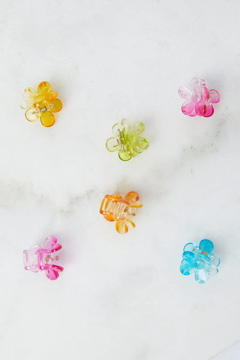 Multi 6 Pcs Floral Shaped Mini Claw Clips