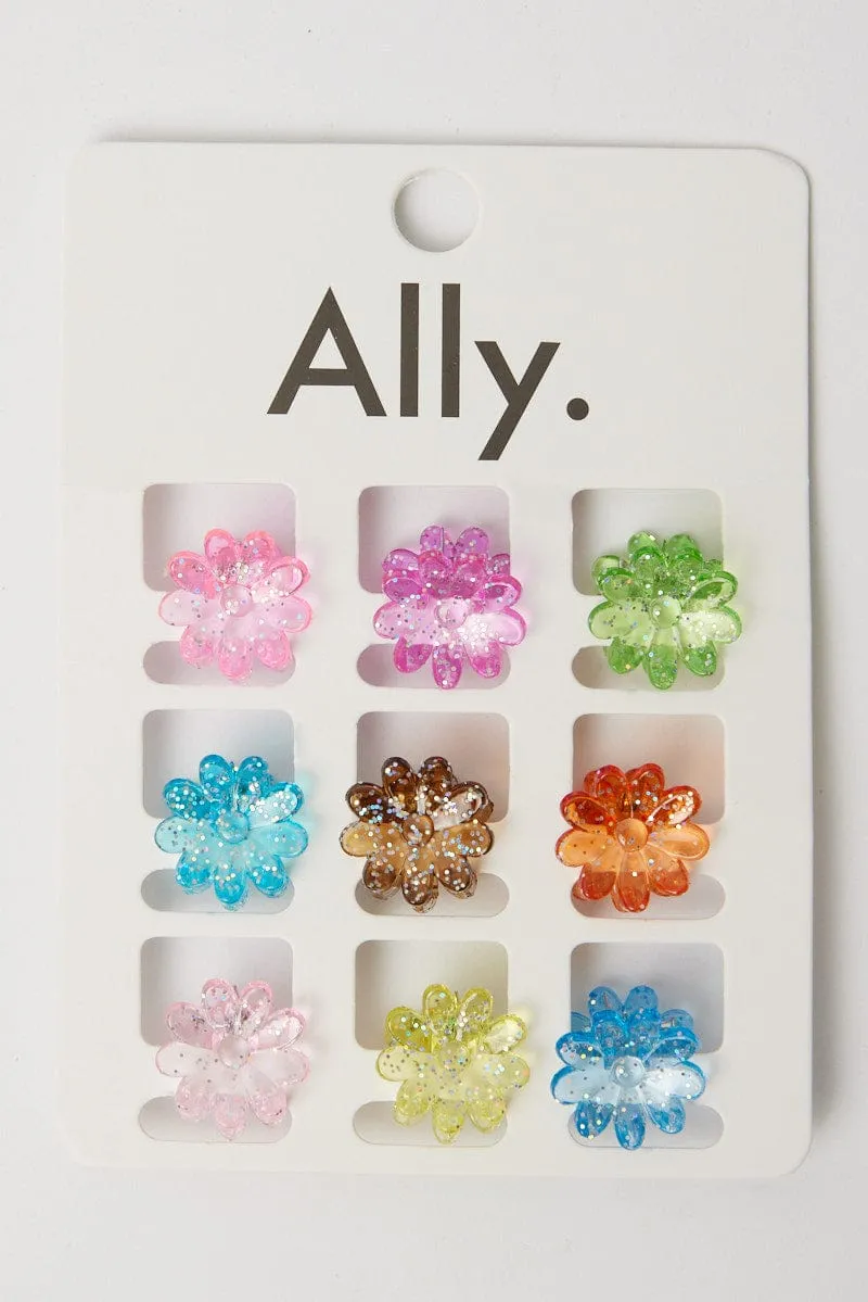 Multi 9 pack Daisy Claw Clips