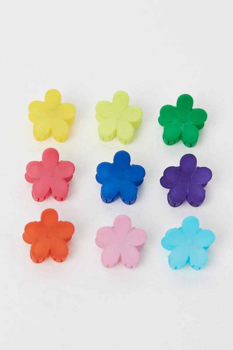 Multi 9 Pack Flower Claw Clips