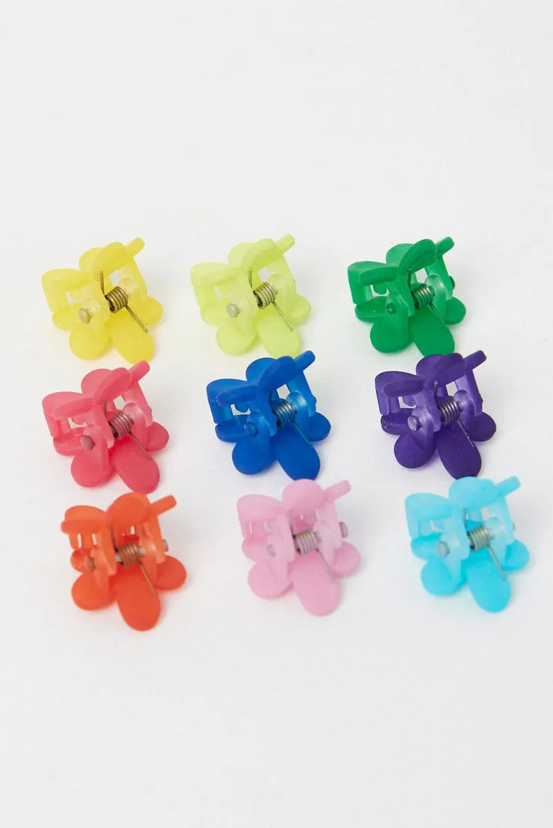Multi 9 Pack Flower Claw Clips