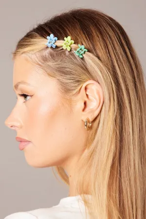 Multi 9 Pack Mini Flower Claw Clips