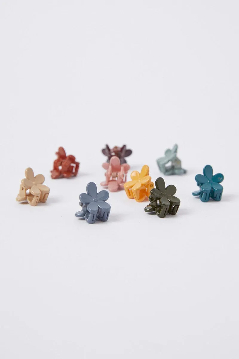 Multi 9 Pack Mini Flower Claw Clips