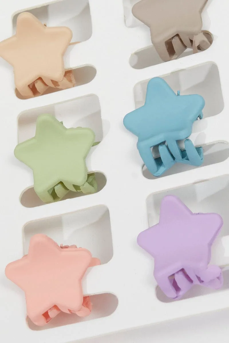 Multi 9 Pack Star Claw Clips