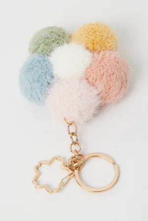 Multi Floral Pompom Keychain