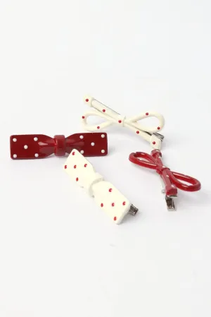 Multi Polka Dot 4 Pack Bow Hair Clips