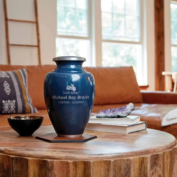 Oversize Extra Large Cremation Urn | XL Camden Navy | Designed for a large person up to 300#