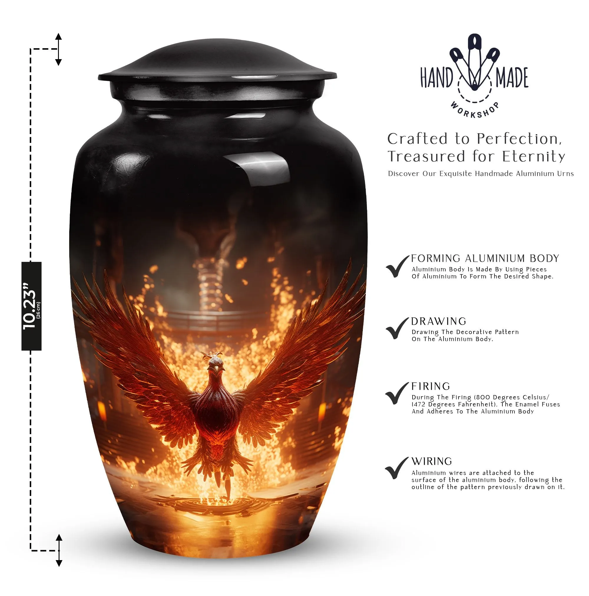 Phoenix Urn: Medium Plain Urns For Human Ashes - Adult Male & Women
