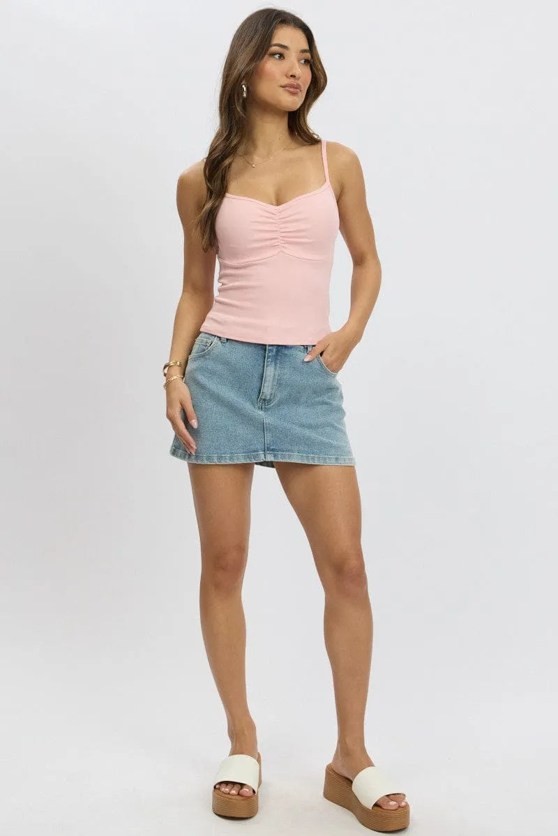 Pink Singlet Top Round Neck