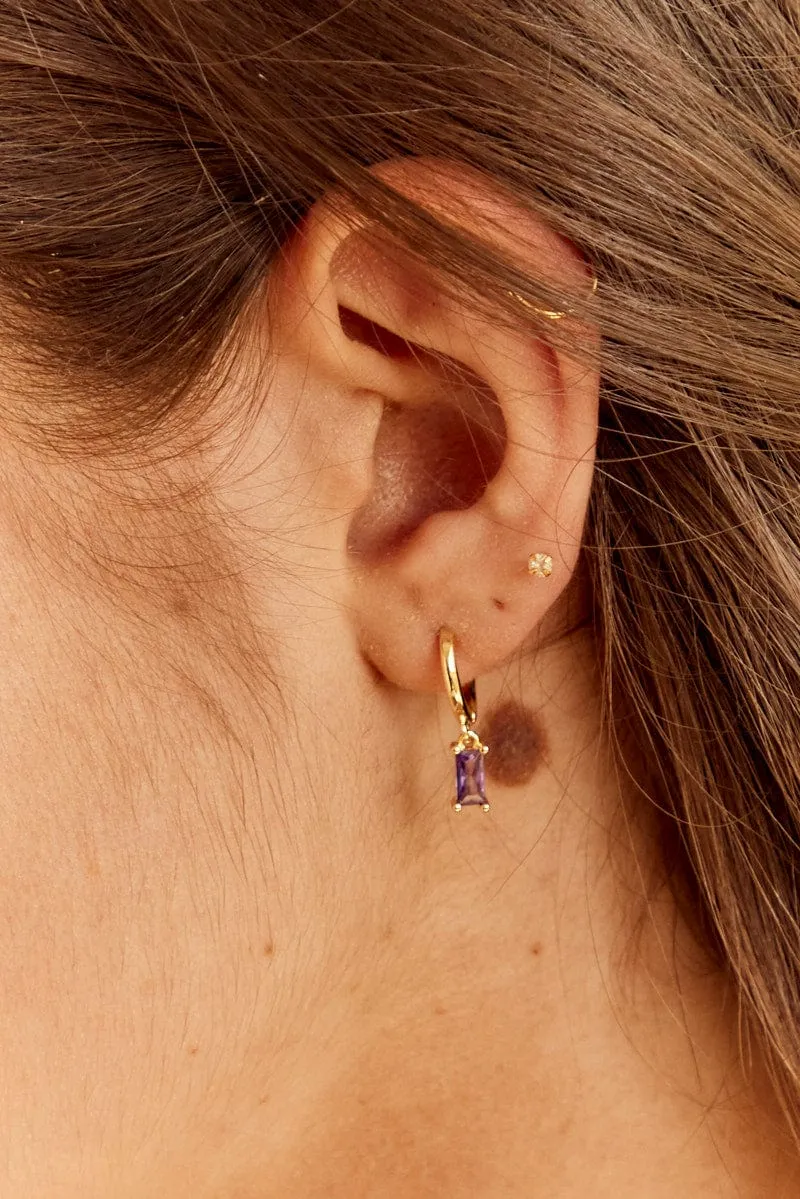Purple Square Crystal Earrings
