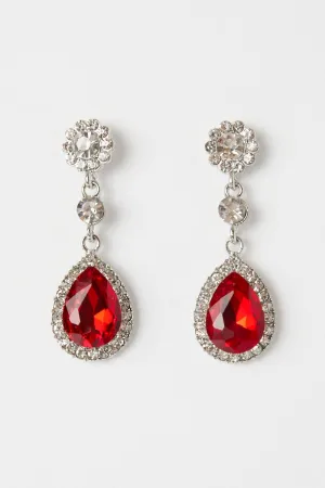 Red Crystal Drop Earrings