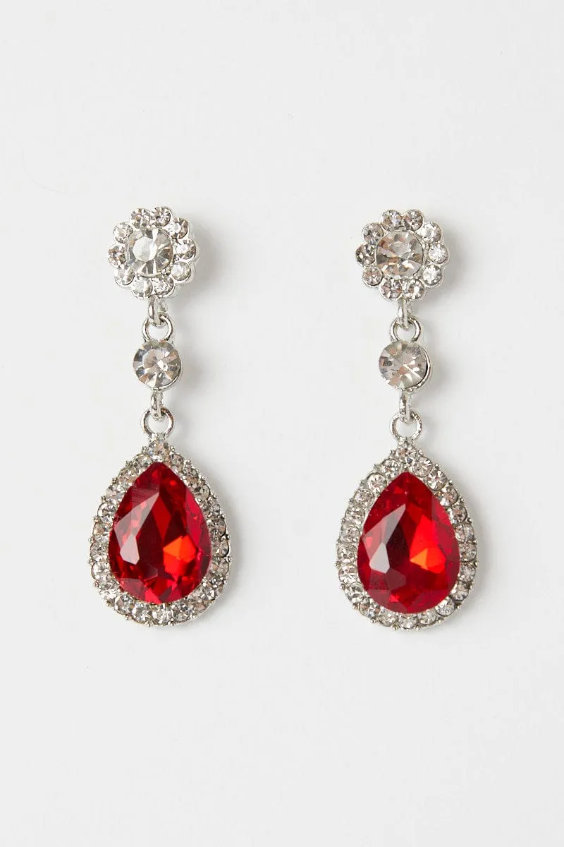 Red Crystal Drop Earrings