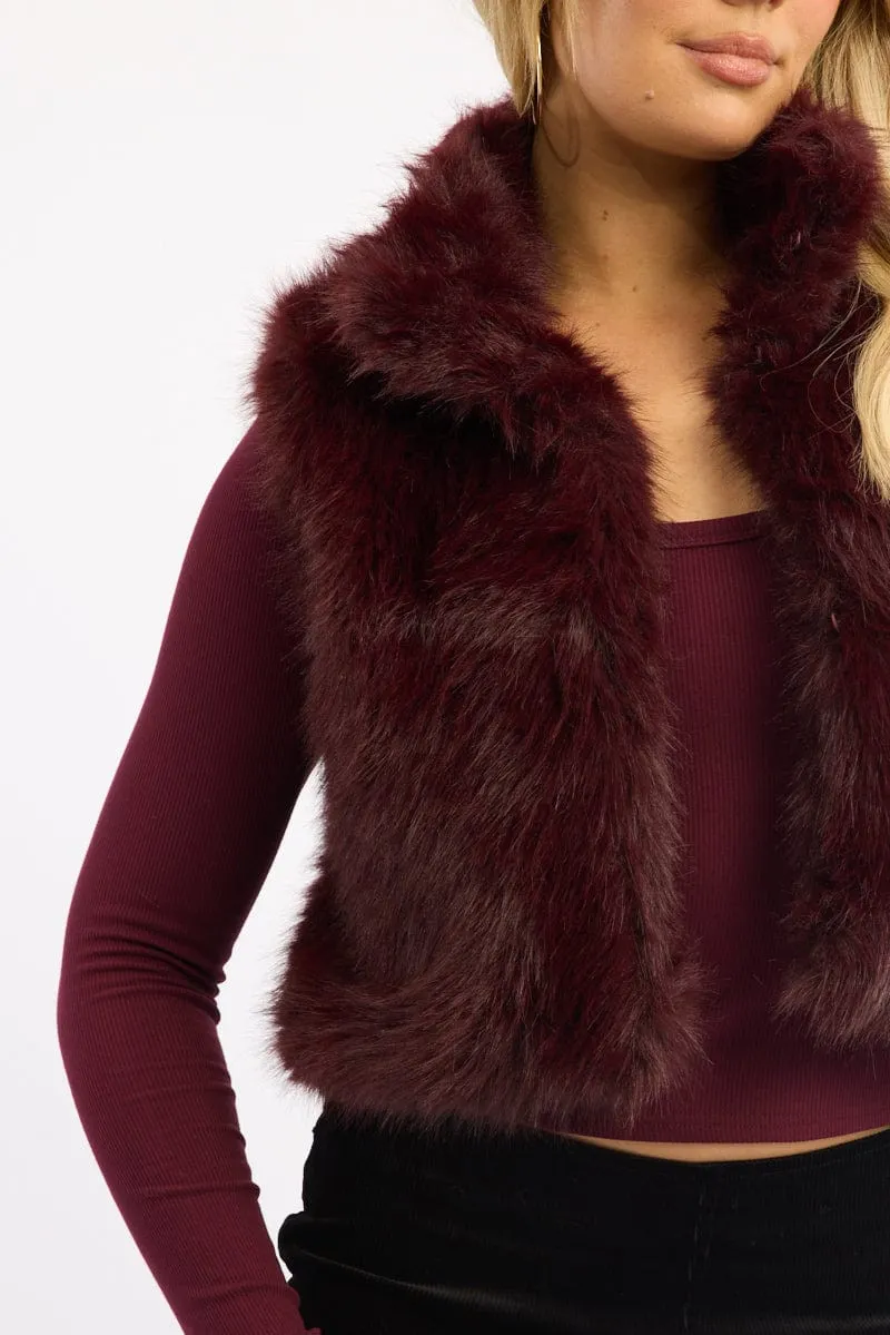 Red Faux Fur Vest