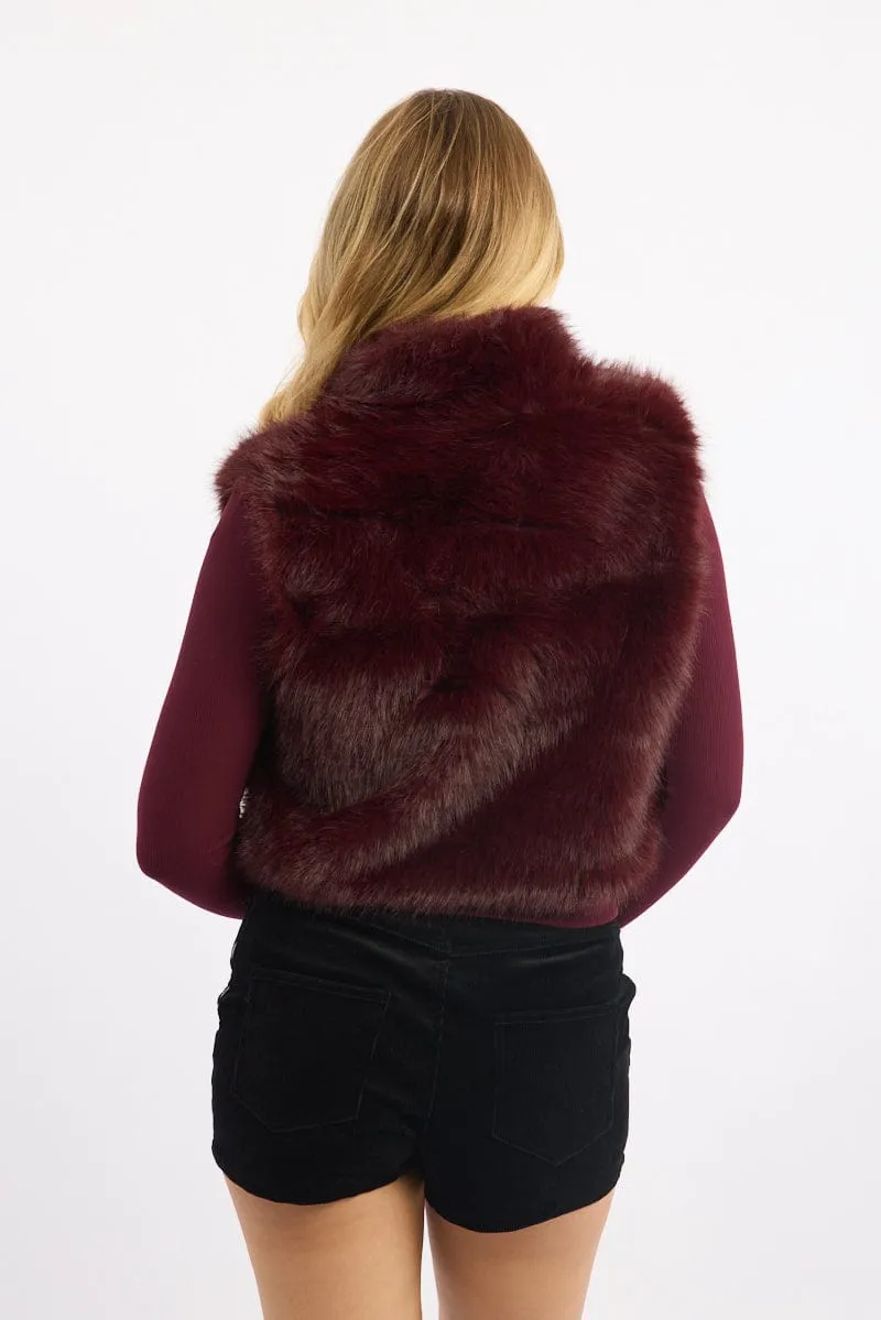 Red Faux Fur Vest