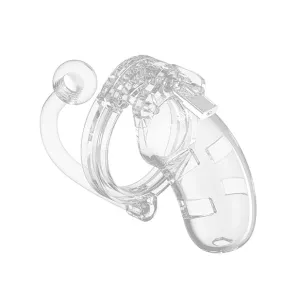 Shots - Man Cage Chastity 3.5" Cock Cage with Plug Model 10 (Clear)