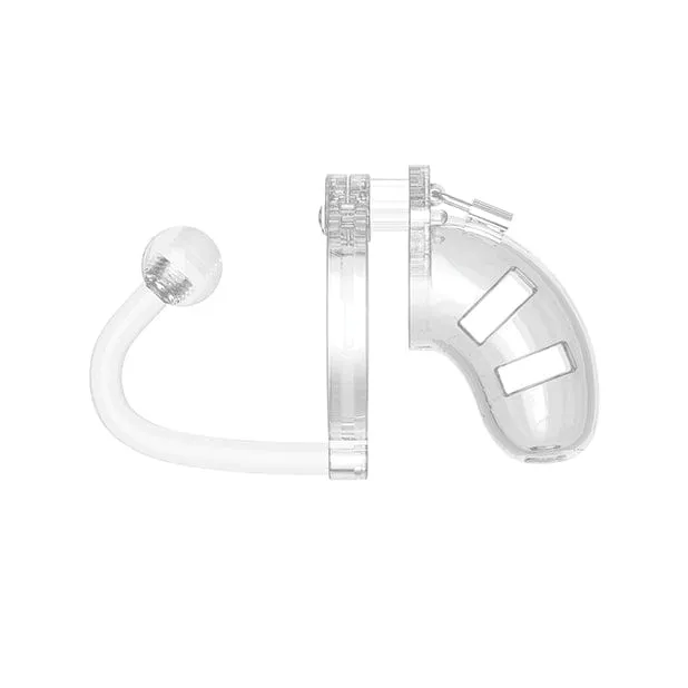 Shots - Man Cage Chastity 3.5" Cock Cage with Plug Model 10 (Clear)