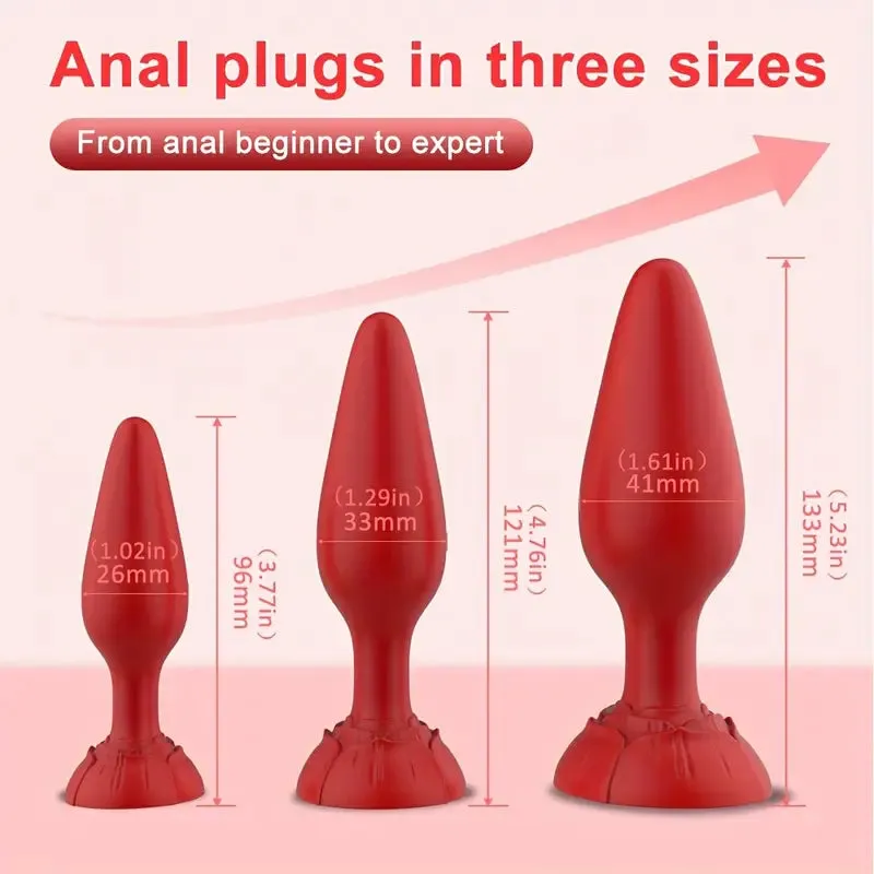 Silicone Anal Plug Training Kit With Base Long-Term Wearable Butt Plug