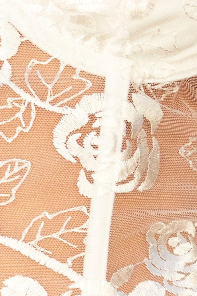 White Floral Lace Embroidery Corset Top Lingerie
