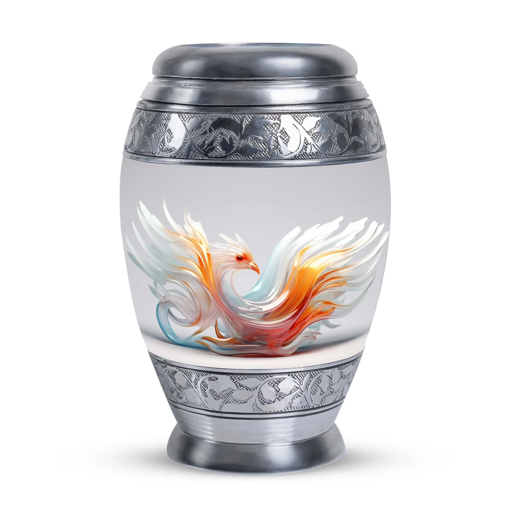 White Phoenix Lustrous Urn: A Memorial Crematory Essential