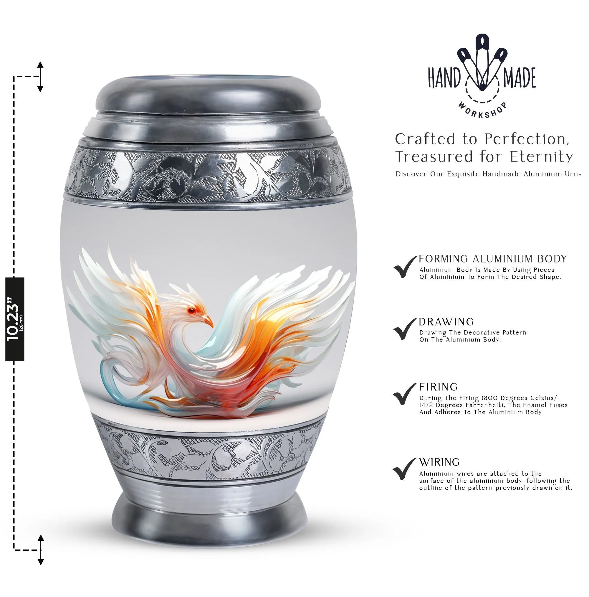 White Phoenix Lustrous Urn: A Memorial Crematory Essential
