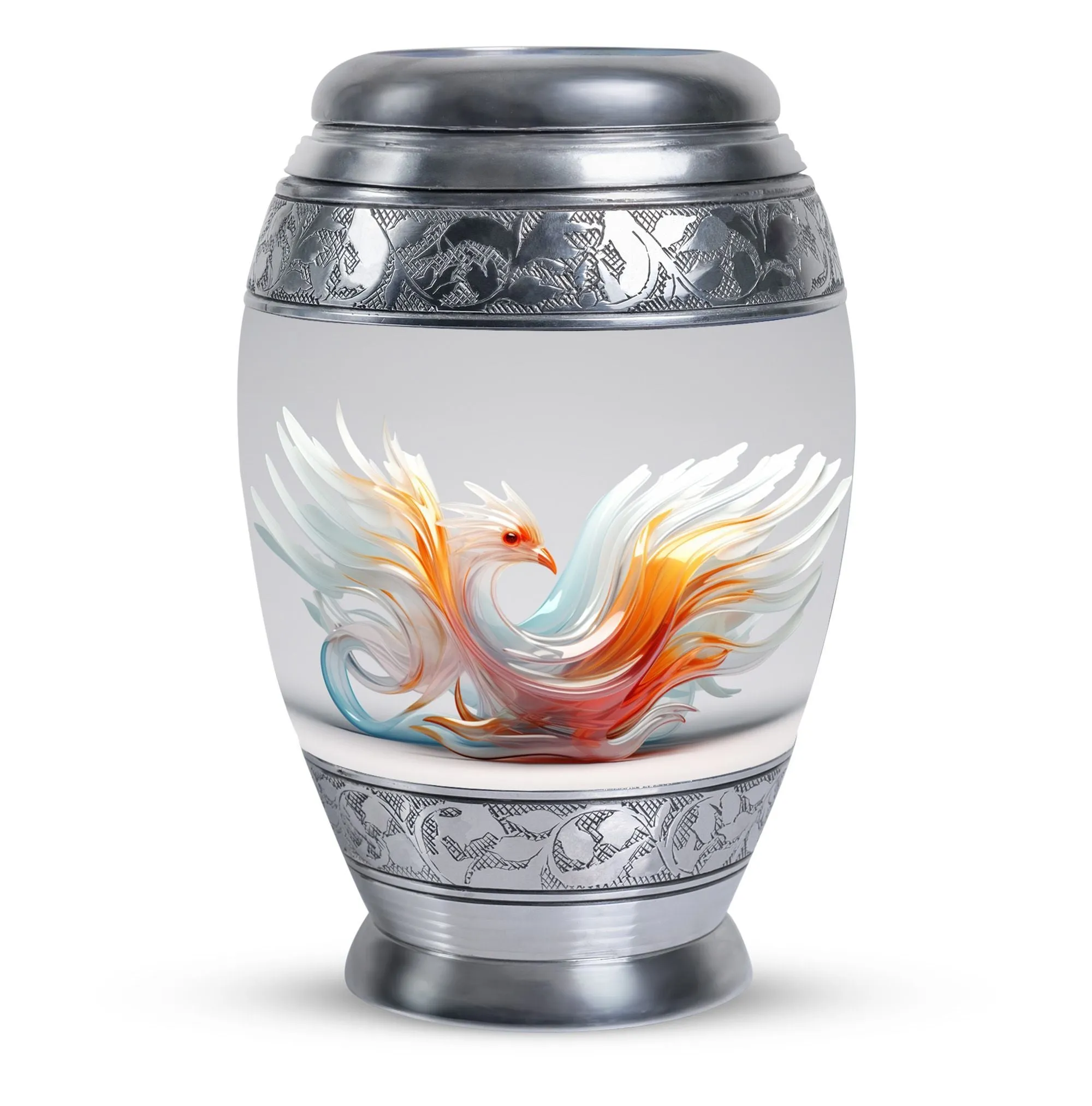 White Phoenix Lustrous Urn: A Memorial Crematory Essential