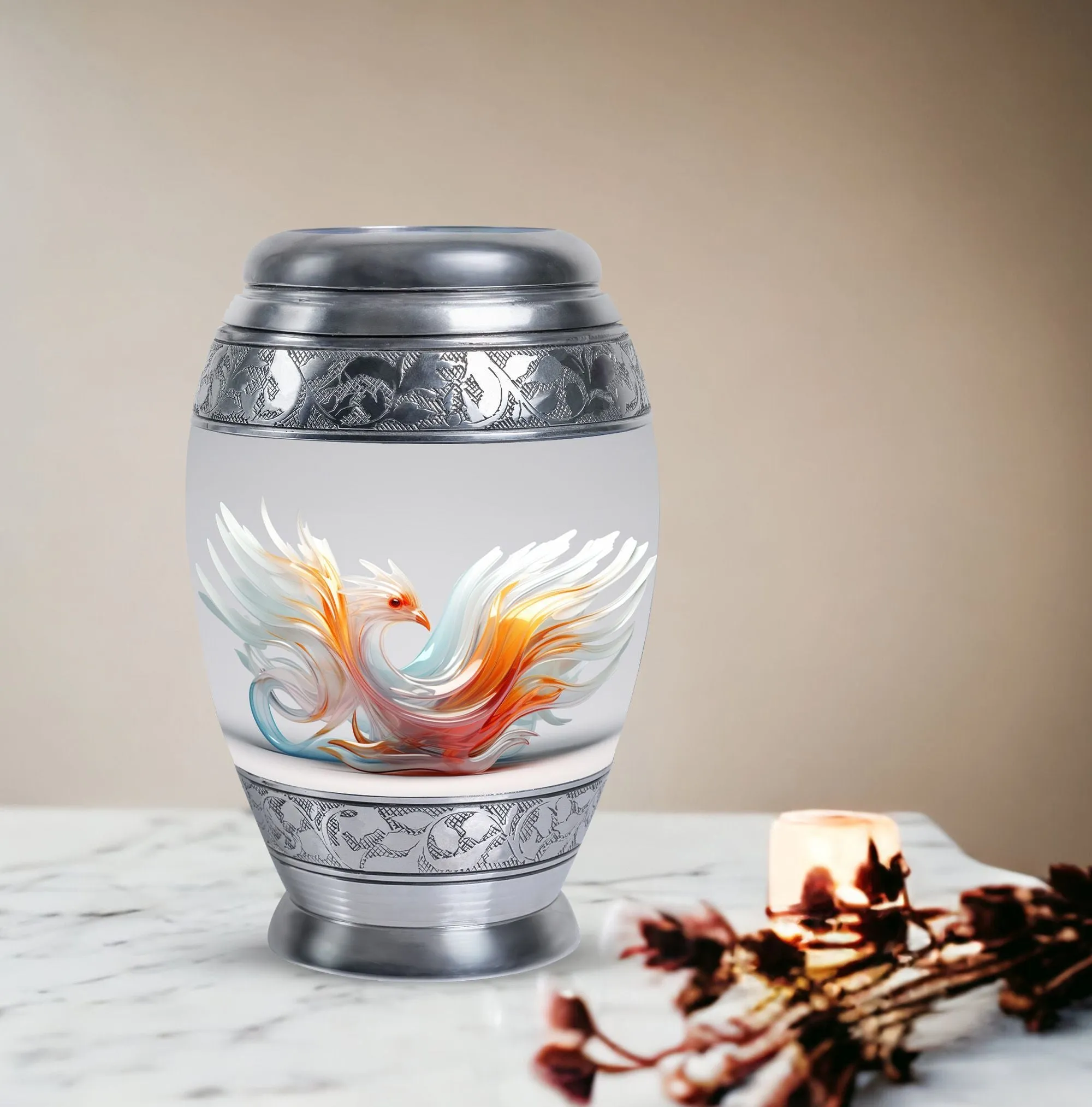 White Phoenix Lustrous Urn: A Memorial Crematory Essential