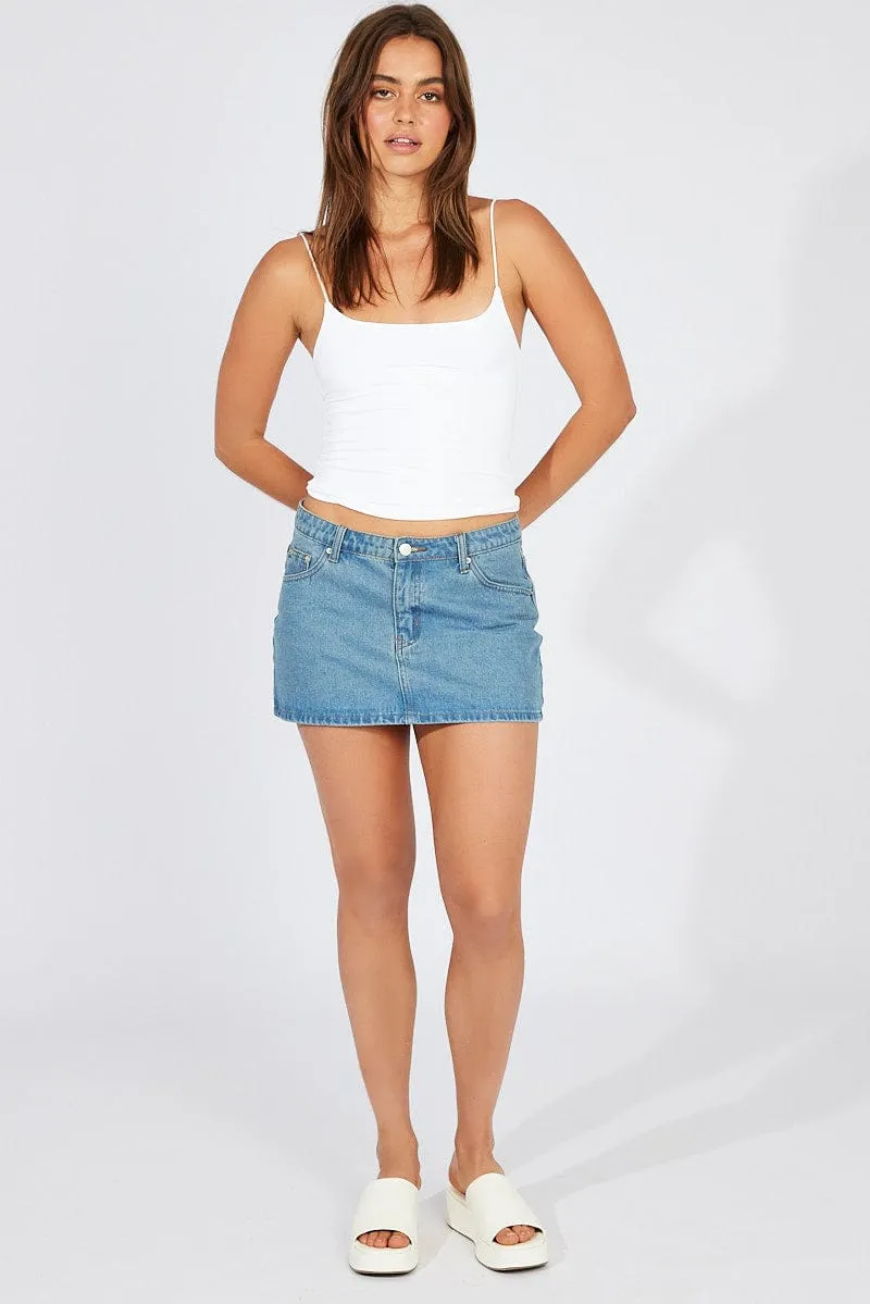 White Singlet Top Round Neck Supersoft