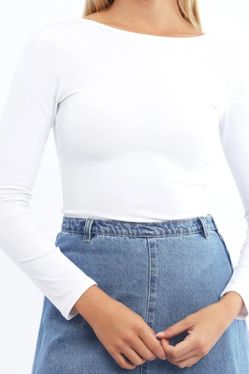White Supersoft Fleece Top Long Sleeve