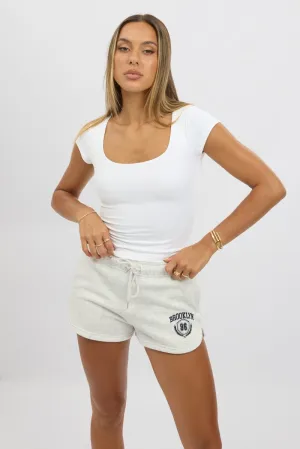 White Supersoft Square Neck Cap Sleeve Top Double Layer