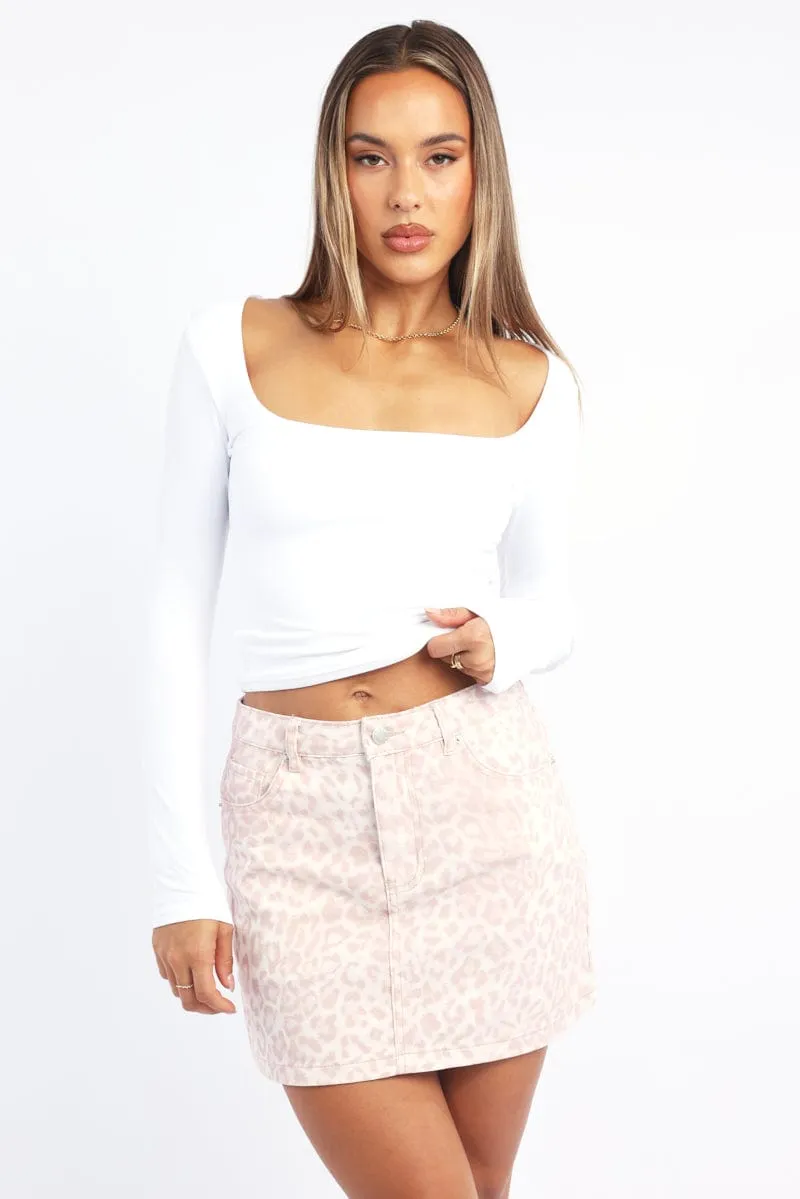 White Supersoft Top Square Neck Long Sleeve