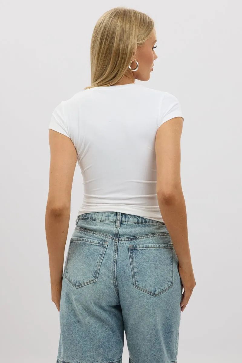 White T-Shirt Cap Sleeve Supersoft