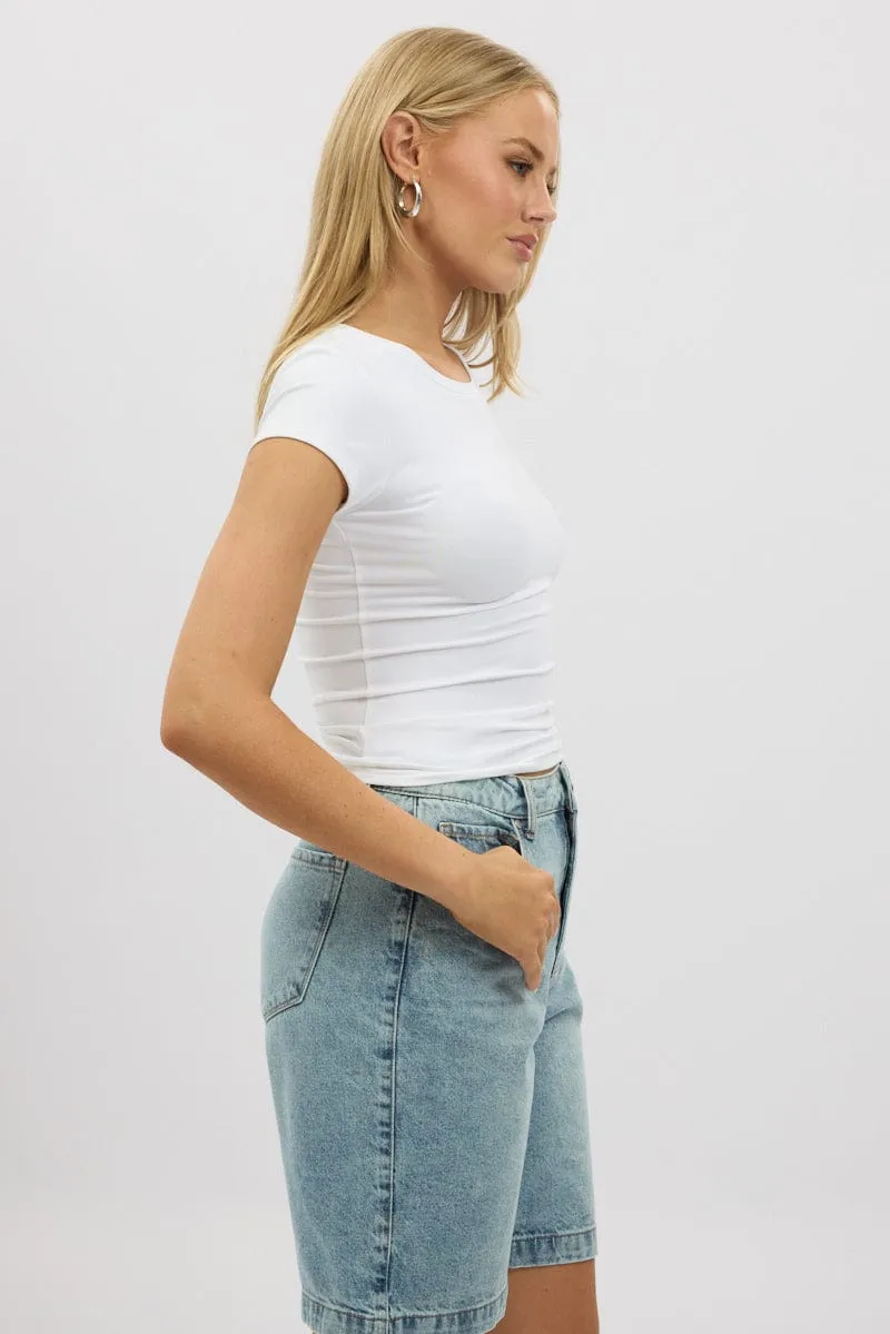 White T-Shirt Cap Sleeve Supersoft