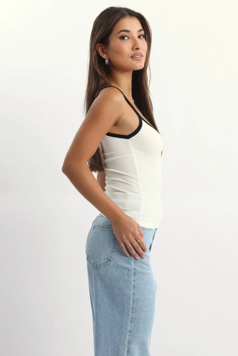White Tank Top Sleeveless Rib