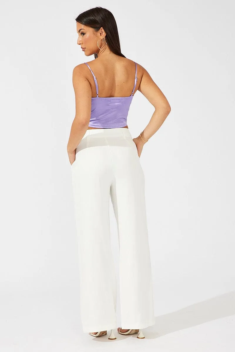 White Wide Leg Pants High Rise