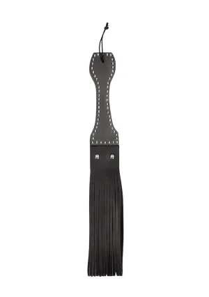 Wooden Handle Belt Whip Flogger Leather - Black