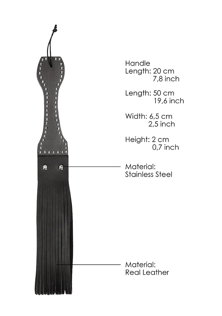 Wooden Handle Belt Whip Flogger Leather - Black