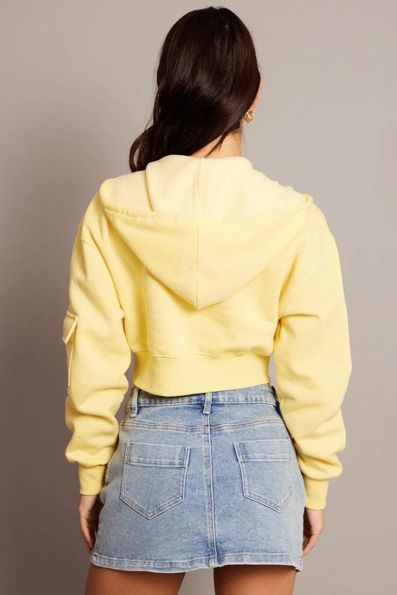 Yellow Zip Hoodie Long Sleeve